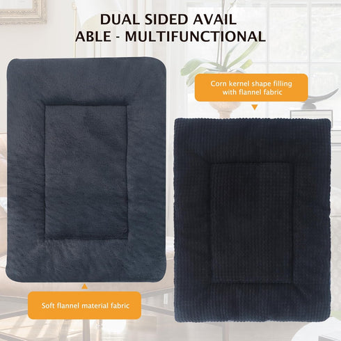 Reversible Dog Bed Mat - Plush and Corn Velvet Soft Warm Cushion, Washable Sleeping Mattress for Small Medium Large