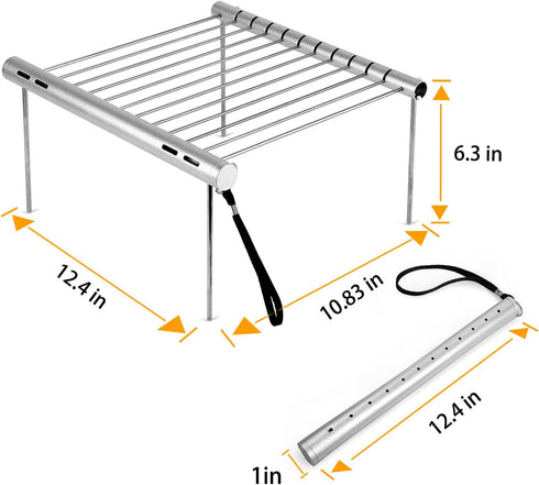 NASHRIO Portable Camping Grill - Folding Compact Stainless Steel Charcoal Barbeque Grill for Picnics, Backpacking,