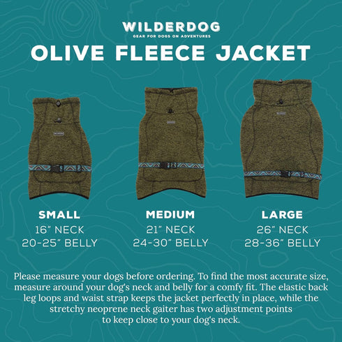 Wilderdog Fleece Dog Jacket, Neoprene Neck Gaiter, Medium, Pacific Blue