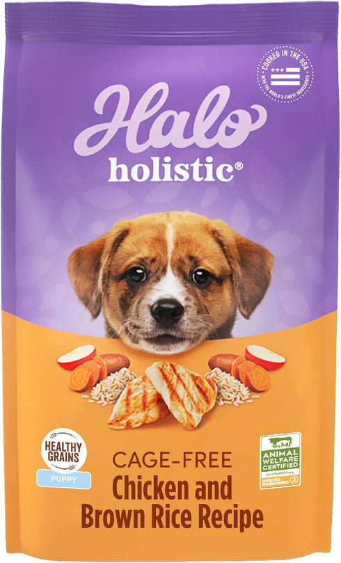 Halo Purely for Pets Holistic Dog Food, Complete Digestive Health Cage-Free Chicken and Brown Rice Recipe, 3.5-lb Bag