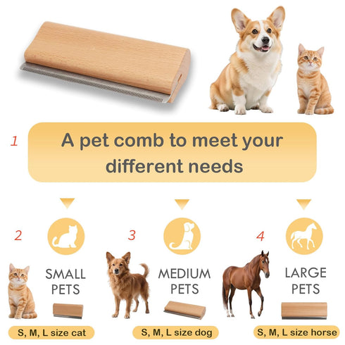 Wooden Deshedding Brush & Nail Clipper for Dogs Cats, 2-in-1 Grooming Kit for Short/Long Hair with Storage Box
