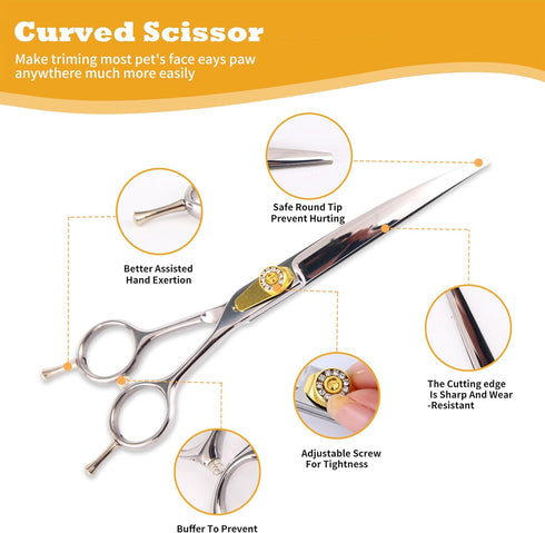 7 Inch 6-in-1 Set, Professional Dog Grooming Scissors Kit, Grooming Scissors for Dogs, Pet Grooming Shears Straight