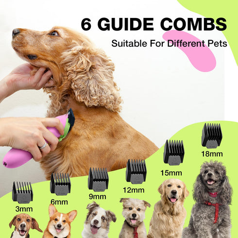 Dog Clippers for Grooming, Low Noise Electric Trimmer, 3-Speed & LCD Dog Grooming Kit