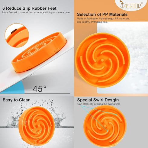 JASGOOD Anti-Gulping Slow Feeder Bowl for Large Medium Dogs, Healthy Design to Stop Bloat and Prevent Choking