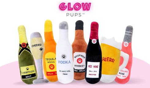 Plush Bourbon Whiskey Dog Toy, Birthday Gift, Holiday Party Favor
