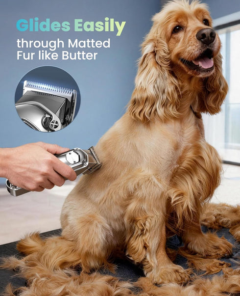 oneisall Dog Clippers for Grooming for Thick Heavy Coats/Low Noise Rechargeable Cordless Pet Shaver with Stainless