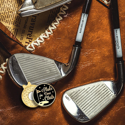 Hole in One Club Black Gold Golf Ball Marker - Hat Clip, Funny Golf Accessories for Men Women, Novelty Gifts