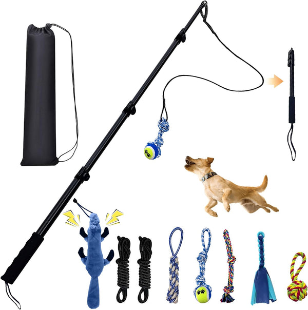 Flirt Pole for Dogs, Interactive Toys Tug-of-war for Dogs, Four-Section Retractable Adjustable