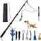Flirt Pole for Dogs, Interactive Toys Tug-of-war for Dogs, Four-Section Retractable Adjustable