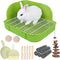 RUBYHOME Rabbit Litter Box Toilet, Plastic Square Cage Box for Small Animals, 11.4 Inches (Green)