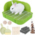 RUBYHOME Rabbit Litter Box Toilet, Plastic Square Cage Box for Small Animals, 11.4 Inches (Green)