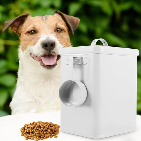 Uonlytech Metal Food Storage Bucket for Kitchen and Pet Supplies White Iron Airtight Dry Food Organizer for Laundry