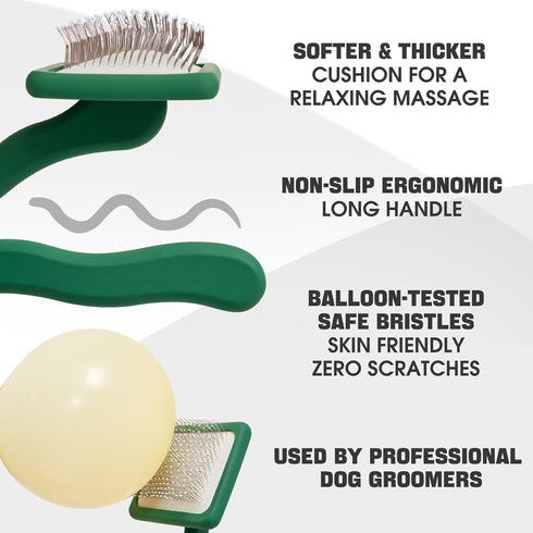 4PCS Bonteck Dog Slicker Brush for Dogs Grooming Kit | Large Dog Brush for Goldendoodles Poodles Doodles | Long Pin