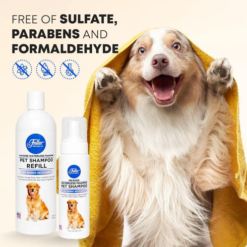 Fuller Brush No-Rinse Waterless Foaming Pet Shampoo – Cleans, Conditions & Moisturizes, Easy Bathing