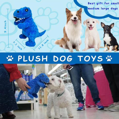 LWBMG Squeaky Dog Toys Stuffed Dog Toys Cute Dinosaur Plush Dog Toy with Crinkle Paper Durable Dog Chew Toys for Small