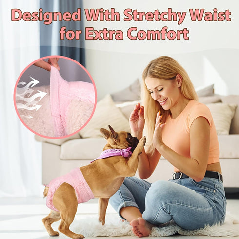 30 Ambreview Disposable Dog Diapers Female, Just Pull It Up, Doggie Diapers for Female Dogs, Strong Absorbency | Leak