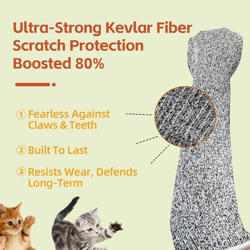 15.7 Trimming Ultra-Flexible Pet Handling Sleeves: Kevlar Scratch-Resistant Gloves for Cat Grooming, Nail & Arm