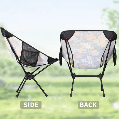 Backpacking Flowers Green Portable Camping Chair, Folding Chairs for Outside, Lightweight Chair, Outdoor Collapsible
