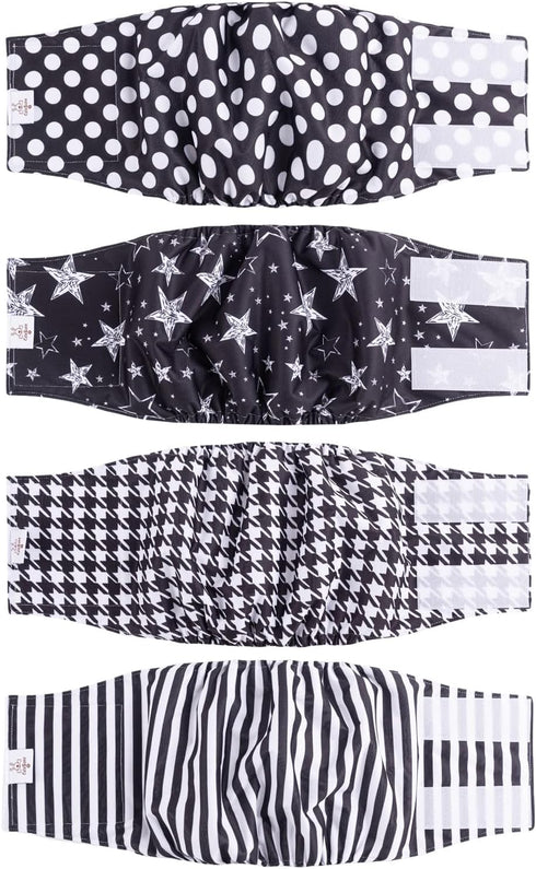 CuteBone Dog Diapers Male 4 Pack Puppy Wraps Reusable Doggie Belly Bands