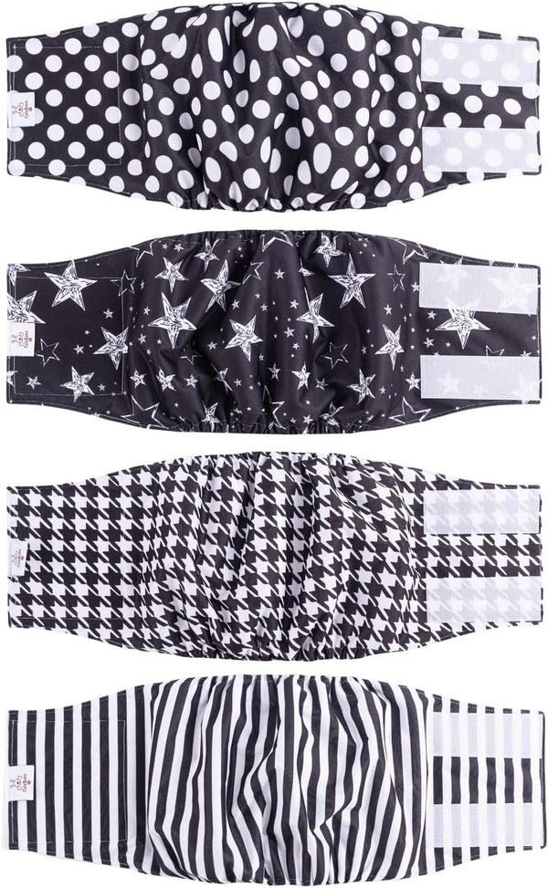 CuteBone Dog Diapers Male 4 Pack Puppy Wraps Reusable Doggie Belly Bands