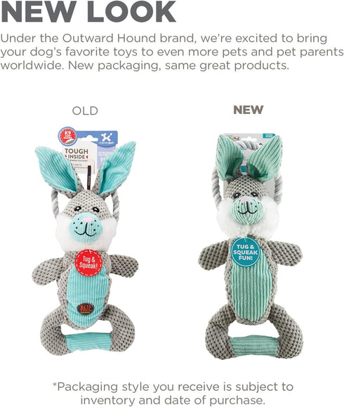 Outward Hound Scrunch Bunch Bunny - Interactive Plush Squeaky Dog Tug Toy