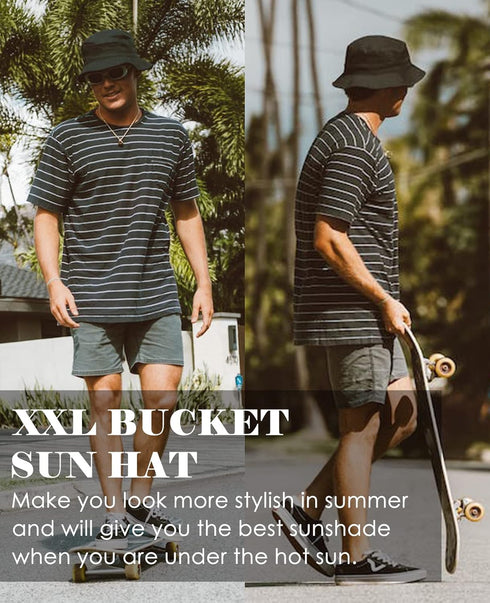 XXL Large Cotton Bucket Hat for Women Men Big Head Oversize Reversible Fisherman Hats Unisex Outdoor Fishing Summer Sun Hat