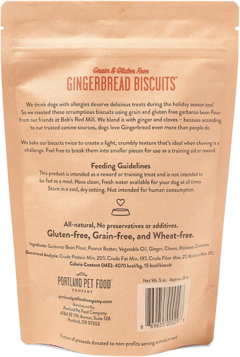 Portland Pet Food Company Gingerbread Dog Treats, Healthy Biscuits for Dogs, Grain-Free, 5 oz