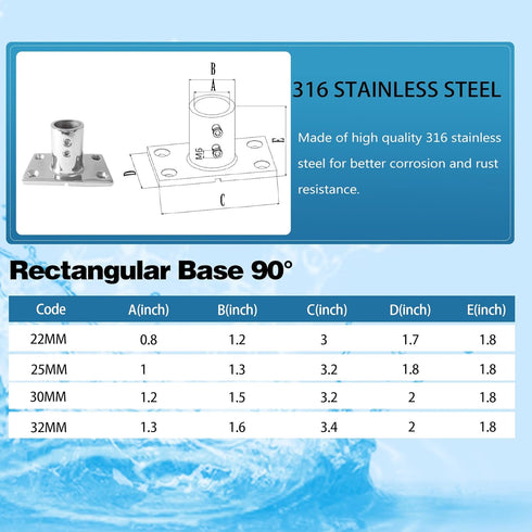 SHENGHUISS 316 Stainless Steel Boat Hand Rail Base, Marine Hardware Railing Fitting with Installation Accessories