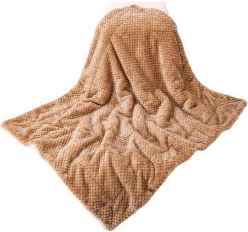DW-Mocha Fuzzy Dog, Cat & Pet Blanket, Warm Plush Fleece Receiving Blanket for Dog Bed, 24" x 32"