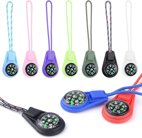 LongSLong Mini Compass for Kids Compass KeychainButton Compass Bulk kitParacord Hiking Survival Small