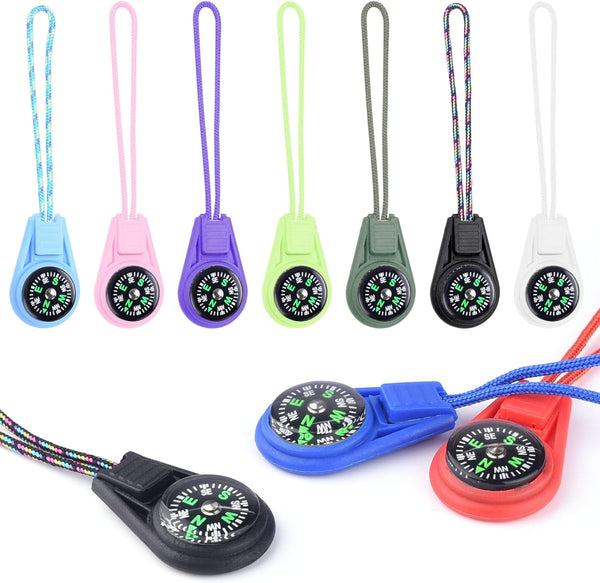 LongSLong Mini Compass for Kids Compass KeychainButton Compass Bulk kitParacord Hiking Survival Small