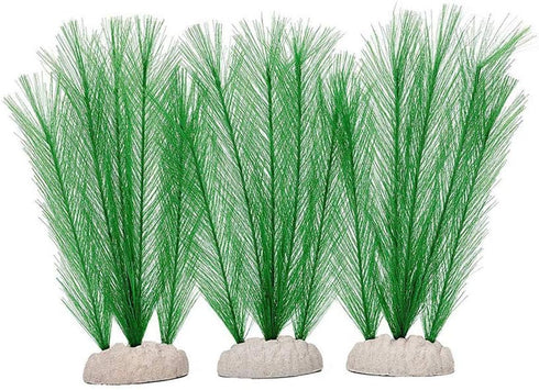 Aquarium Silk Plant Decorations, Artificial Green Water Plants for Fish Tank, Small 3Pcs