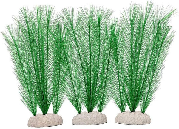 Aquarium Silk Plant Decorations, Artificial Green Water Plants for Fish Tank, Small 3Pcs