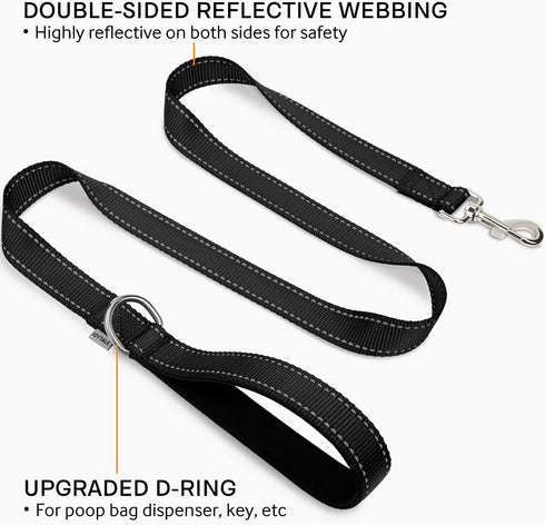 Joytale Double-Sided Reflective Dog Leash, 6 FT/5 FT/4 FT - Padded Handle Nylon Heavy Duty Leashes for Small & Medium