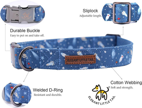 Elegant Little Tail Dog Collar with Bow, Adjustable Cotton & Webbing Bowtie Dog Collars for Small, Medium, Large Dogs