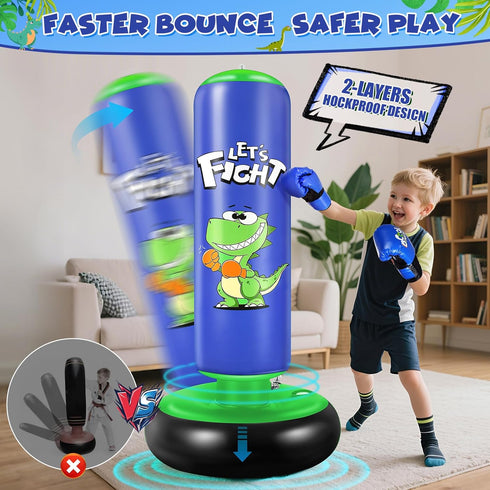 48" Set 3 4 5 6 7 8 Inflatable Punching Bag, Punching Bag for Kids with Boxing Gloves, Stable Boxing for Karate
