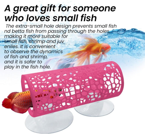Quaziret 1Pc 4 Inch, Betta Tunnel, Betta Fish Toys with Suction Cups, Betta Hideout Tube for Small Fish, Shrimp