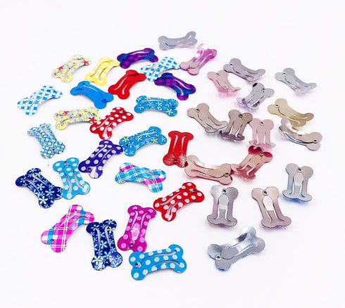 PET SHOW Cute 1" Small Bone Snap Hair Clips - Pack of 20 for Dog Cat Puppy Grooming