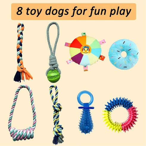 8 Puppy Play Gym with Hanging Toys, Interactive Indoor Jungle Gym ABS Frame with Adjustable Elastic Straps, Little