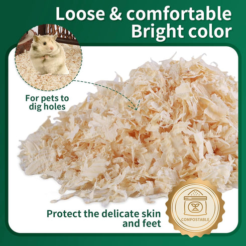 Luoglude 88oz Natural Aspen Wood Pet Bedding Low Dust, Odor Control & Ultra Absorbent Shavings for Hamsters, Parrots