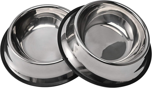 2 Packs Stainless Steel Dog Bowl | Anti-Skid Rubber Base for Small/Medium/Large Pets | Perfect Dish for Dog, Puppy,