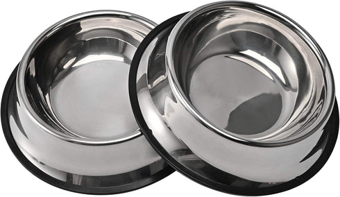 2 Packs Stainless Steel Dog Bowl - Anti-Skid Rubber Base for Small/Medium/Large Pets (40oz)