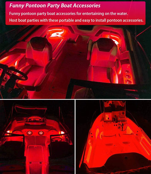 Pontoon Boat Light, Marine LED Light Strip for Duck Jon Bass Boat, Red, 12v Flex Lighting