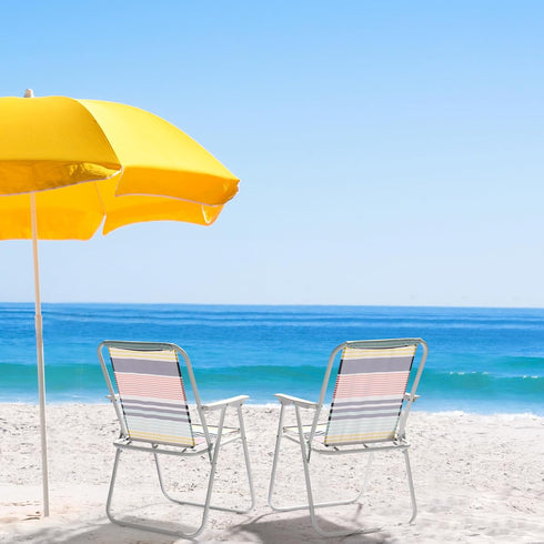 SWLJKU 220lbs Lightweight Folding Beach Chair with High Back - Portable Camping Chair with Hard Armrest, Colorful