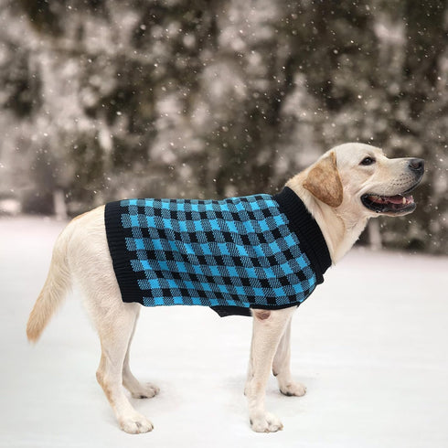 PUPTECK Dog Sweaters for Large Medium Small Dogs, Classic Plaid Style Holiday Winter Coat for Pets