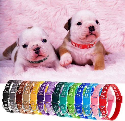 Puppy ID Collars Identification Whelping Soft Nylon Adjustable Breakaway Safety Litter Collars for Newborn Pets, 14 pcs