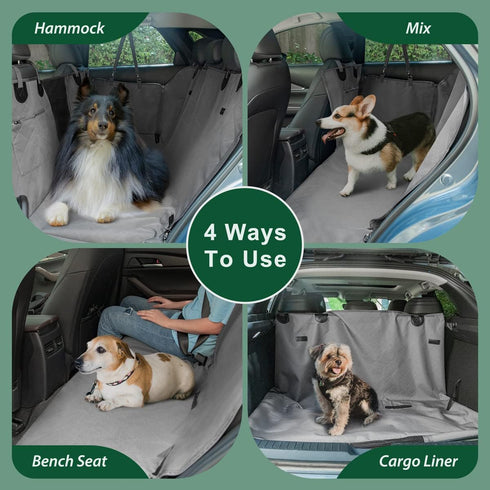 100% Hammock 54" 58", FURHAB Dog Car Seat Cover for Back Seats Waterproof with Metal Buckle Mesh Window Scratch Proof