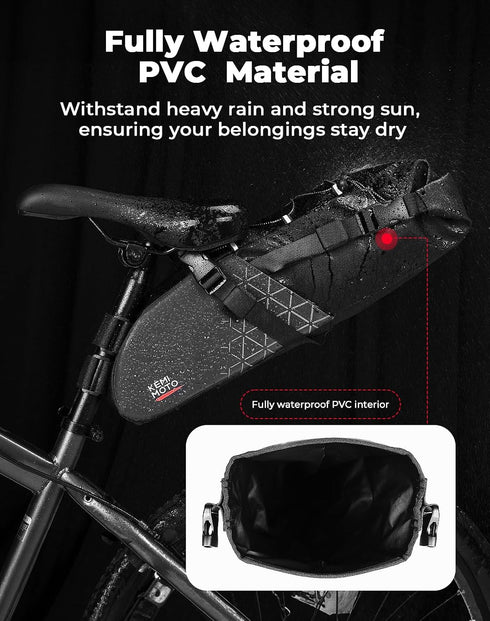 KEMIMOTO 13L Bike Saddle Bag - Waterproof Large Capacity Adjustable Cycling Storage Accessories
