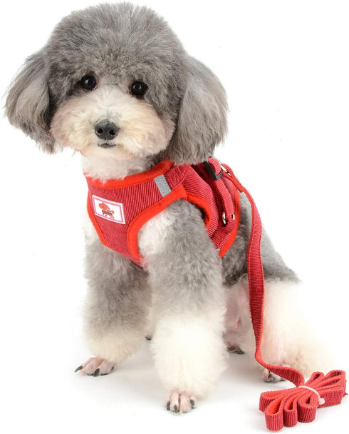 Zunea No Pull Dog Harness and Leash Set for Small Dogs, Adjustable Reflective Vest Harness for Chihuahua, Red XS