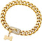 New Gold Dog Chain Collar with Secure Buckle - 15MM Stainless Steel Cuban Link - Luxury Necklace for Small Medium &